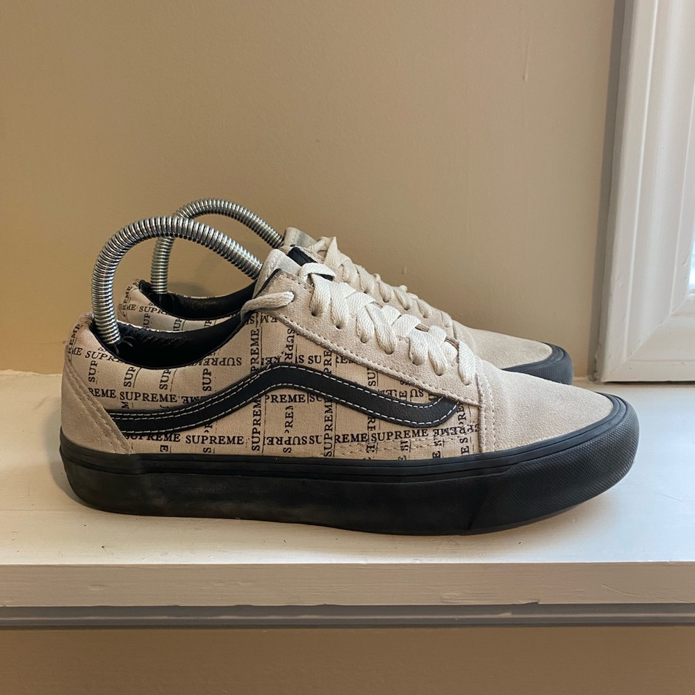 Men's Vans x Supreme Old Skool Pro Grid Pattern Off-White Skate Shoes Size US 7 - Picture 2 of 6